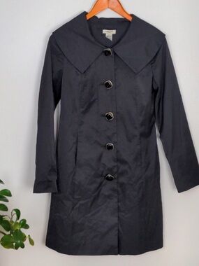 Vertigo Paris Black Long Trench Coat with Statement Collar